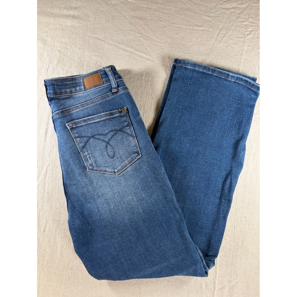 Judy Blue Dad Jeans Womens 7/28 Blue High Rise Relaxed Straight Distressed Stret